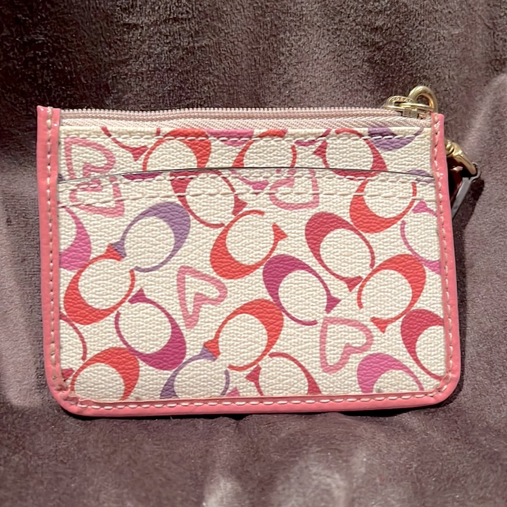Coach pink and purple heart change purse